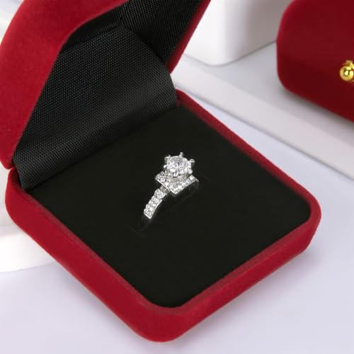 KUKUVR Red Velvet Jewelry Ring Box for Proposal - 2 Pcs