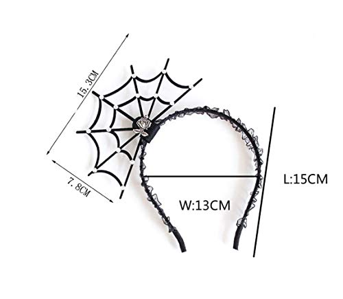 Cathercing Halloween Spider Web Rose Lace Headband Costume Hair Hoop