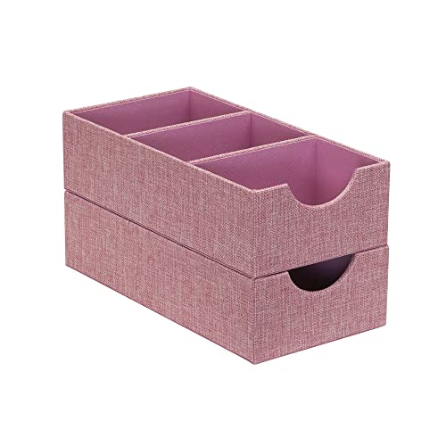 Household Essentials 3-Compartment Drawer Organizers, Pack of 2, Carnation