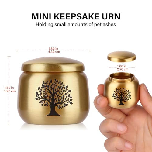 Tree of Life Mini Urn for Ashes - 1.6''x1.5'' Brass Keepsake