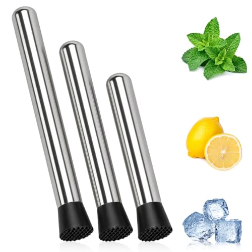 Okxiri Stainless Steel Cocktail Muddler Set - 3 Sizes for Drinks & Mojitos