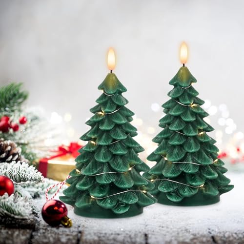 Lasumora Christmas Tree Flameless Candles with Remote Timer - B-Fairy Lights