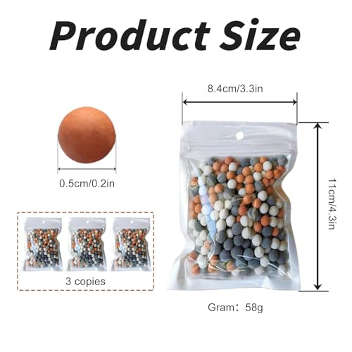 3 Packs Shower Head Filter Beads Replacement - White, Red, Orange, Gray