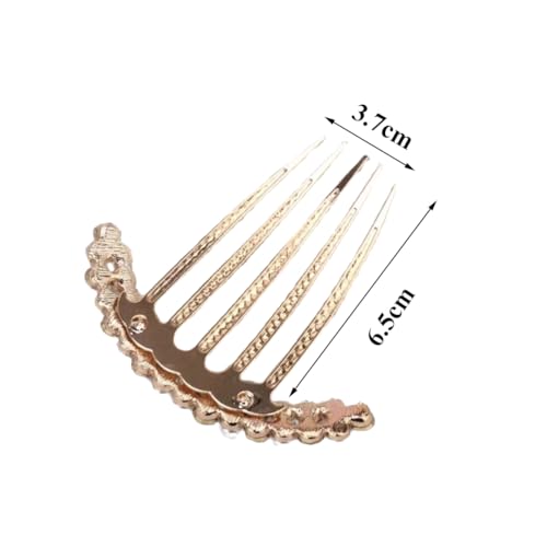 QUUPY Gold Pearl Hair Side Comb Rhinestone Bridal Hairpin Accessory