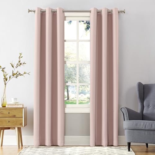 Sun Zero Easton Blackout Grommet Curtain Panel - Blush Pink, 40" x 95"