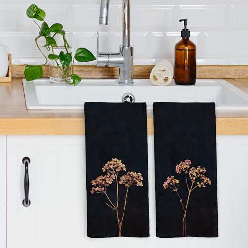 Vintage Floral Kitchen Towels Set of 2 - 16x24 Inch Microfiber