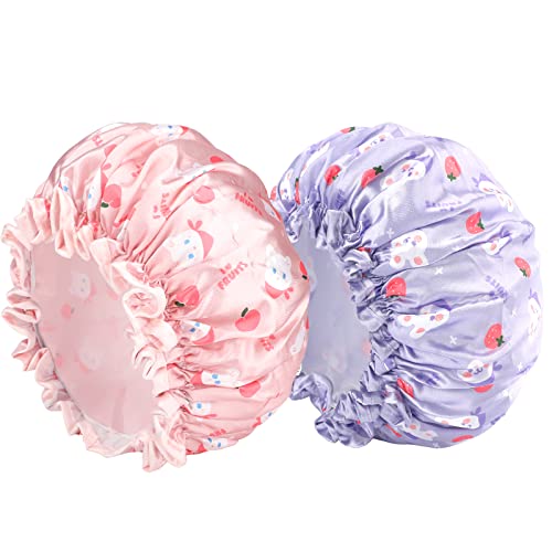 G2PLUS Kids Shower Cap 2 Pack - Cute Cartoon Waterproof Bath Hat for Toddlers