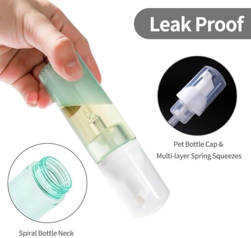 Vesslam 2 Pack Travel Foam Pump Bottle 60ml Clear Plastic Mousse Soap Dispenser