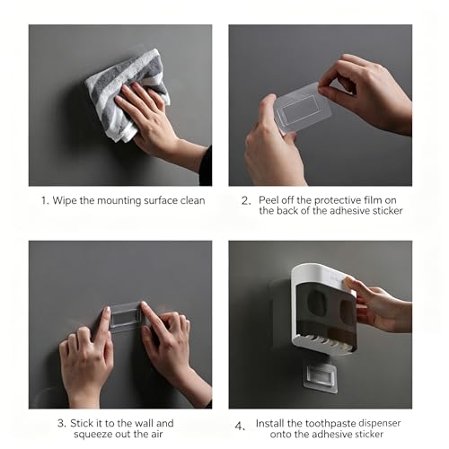 WINRIOO Wall Mounted Toothbrush Holder with Automatic Toothpaste Dispenser