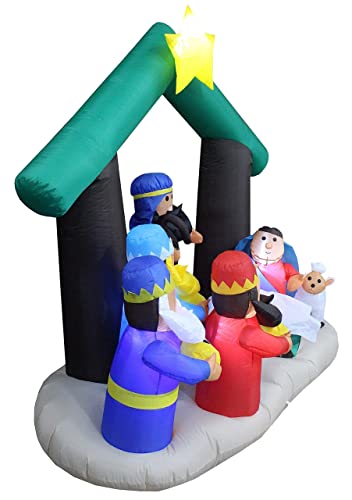 Christmas Inflatable Nativity Scene & Snowmen Bundle with LED Lights - Outdoor Decor