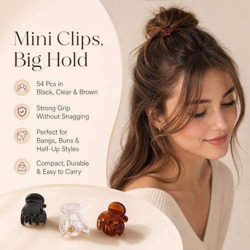 DZKZO 54Pcs Mini Hair Claw Clips 0.6 Inch Small Plastic Hair Clips