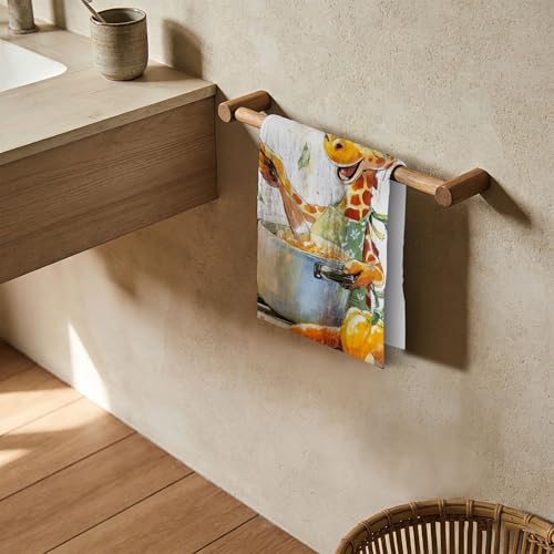 Giraffe Chef Hand Towels Set of 2 - 15 x 23 Inch Soft Microfiber