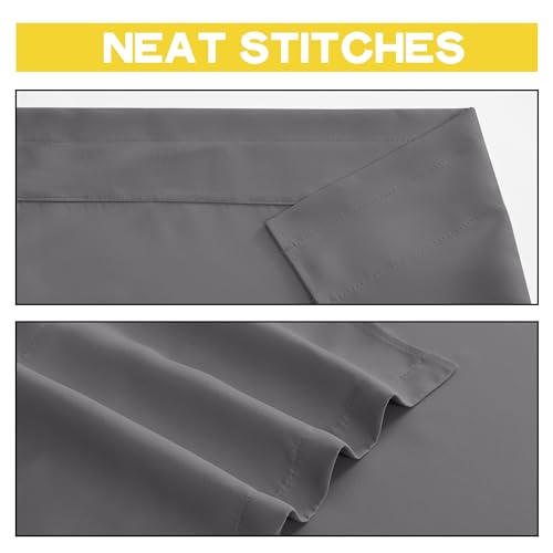 NICETOWN Grey Valance Curtains 16 inches Long Blackout Toppers Valance Living Room Kitchen Short Small Mini Little Window Curtain, 4 Panels, Rod Pocket, 42" Wide