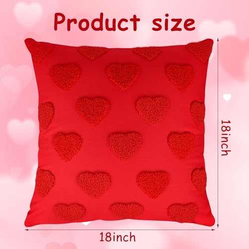 Valentine's Day Heart Throw Pillow Covers Set of 2 18x18 Inch Decorative Cushion Cases