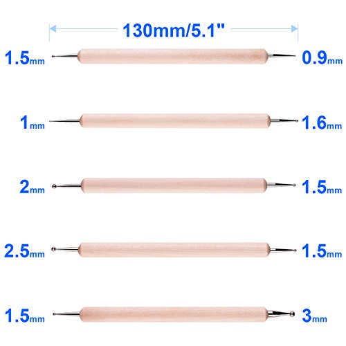 Petutu 10PCS Nail Art Dotting Tools Set Double-Sided Embossing Stylus