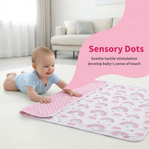 GUNTAIL Soft Baby Blanket - 30x40 Rainbow Dotted Plush Crib Blanket