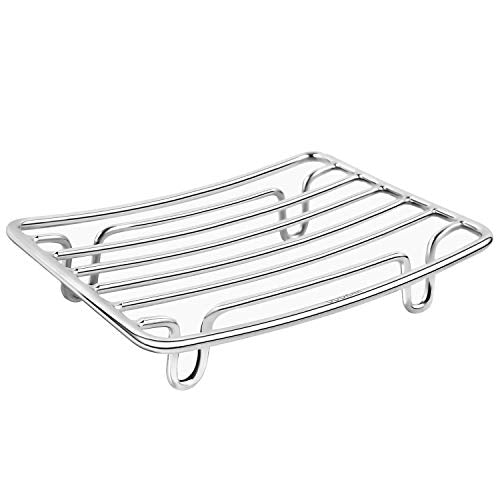 GUUKAR Rectangular Stainless Steel Soap Dish - Self-Draining Chrome Holder