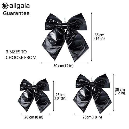 12 Inch Christmas Metallic Foil Fabric Bows for Wreath Garland & Tree - Black