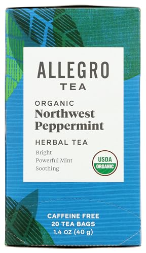 Allegro Organic Northwest Peppermint Herbal Tea Bags, 20 Count