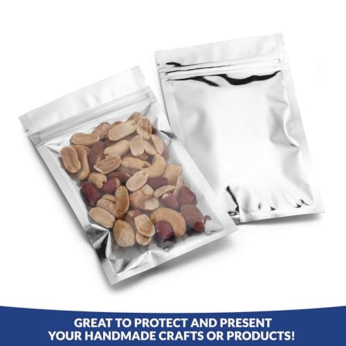 Resealable Mylar Bags with Zipper Seal - 3.3 x 5.5” | 100 Pack