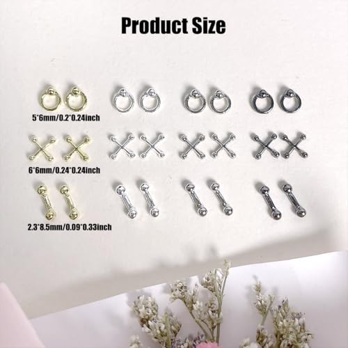 60Pcs Metal Nail Charms Punk Gothic Alloy Gems for Manicure DIY Art Decor