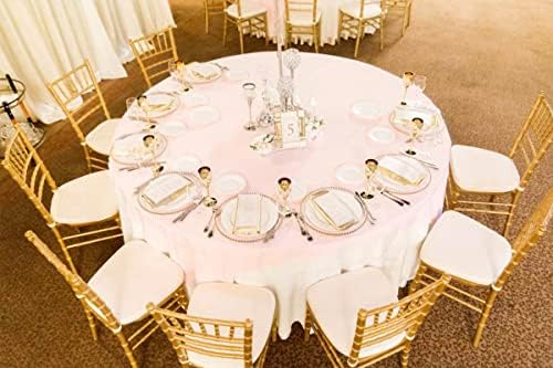 Lumaycens 10 Pack Round Table Cloths White Round Tablecloth 120 Inch Washable Polyester Fabric Bulk Linen Tablecloths Table Cover for Parties Wedding Banquet Buffet Dinning