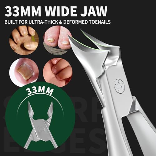 VANWIN Ingrown Toenail Clippers for Thick Nails with 33mm Wide Jaw and Slanted Blade