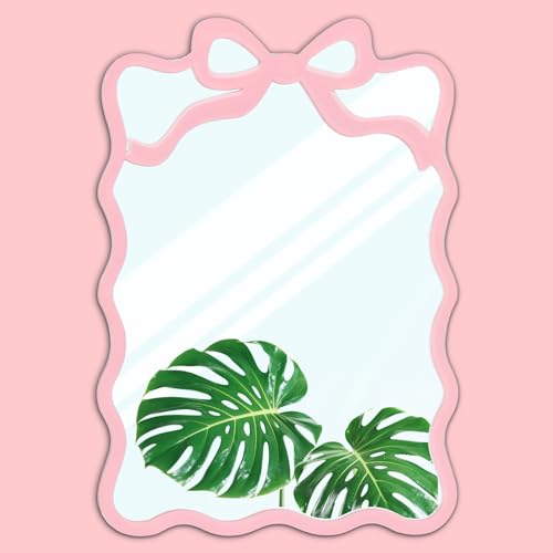 FYSUIMU Pink Bow Acrylic Wall Mirror - 5.5x7.5 Inch Self-Adhesive