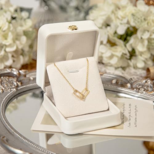 Set of 4 Velvet Necklace Gift Boxes, Compact 3.3" x 2.9" x 1.5"