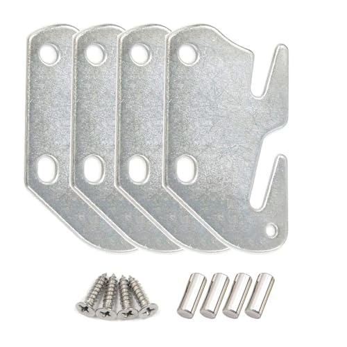 Bitray 4pcs Wooden Bed Rail Hook Plates Replacement Bed Frame Hardware