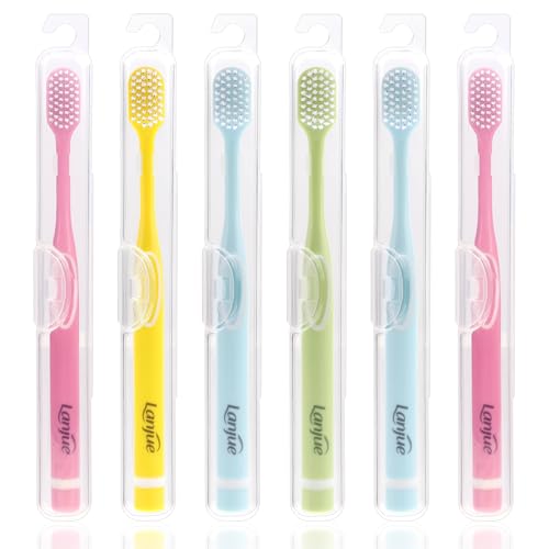 Lanjue 6-Pack Travel Toothbrush Set with Cases - Extra Soft Bristles