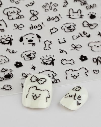 Black Puppy Nail Stickers - Self-Adhesive Trendy Nail Art Decals