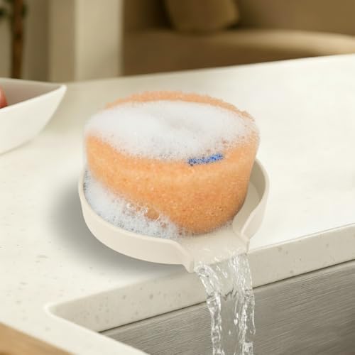 JIEFANYU Scrub Daddy Holder - Durable Silicone Sink Caddy (White)