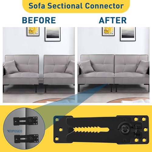 Black Sectional Couch Connector with Screws - 1 Pcs Heavy Duty