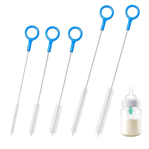 CIDYAUST Metal Straw Cleaner Brush Set - 5 Nylon Bristle Brushes