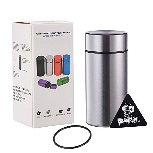 Honeypuff Smell Proof Stash Jar - 42ml Airtight Aluminum Container, Silver