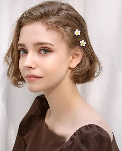 Wecoe Small White Flower Hair Clips - 20 Pcs Mini Lily Hair Accessories