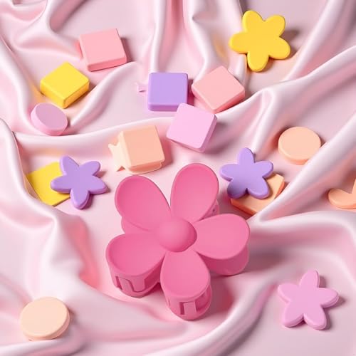 Rose Red Flower Hair Claw Clip - Big Cute Matte Clip for Thick Hair