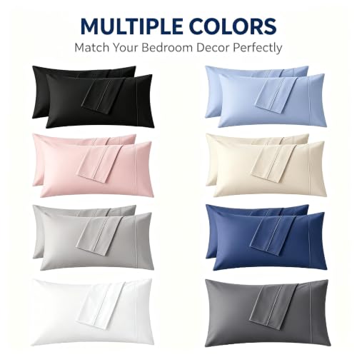 Cathay Home Standard Pillowcases, 20x30 Microfiber Set of 2 - Blue Fog