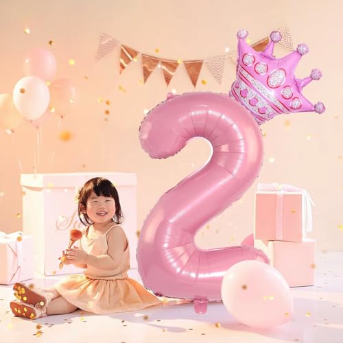 40-Inch Pink Number 26 Balloons with Crowns for Birthday Parties