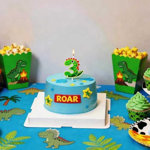 Yoqipati 3rd Birthday Dinosaur Candles for Cake - Number 3 Cake Topper, Dinosaur Party Supplies