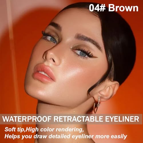 WanTuoluo Retractable Creamy Eyeliner & Eyeshadow Stick Set - 6 Pcs Light Brown