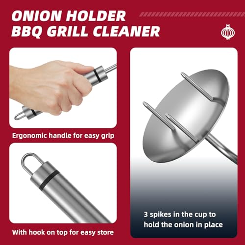 Onion Holder Grill Brush - Bristle-Free BBQ Cleaner Tool