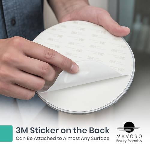 Mavoro 7-Inch Round Shower Mirror, Shatter-Resistant Acrylic Shaving Mirror