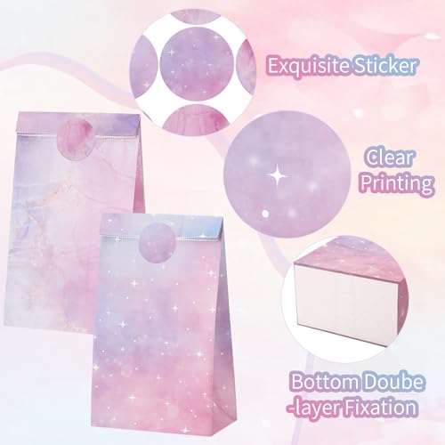 Woric 36PCS Pink & Purple Party Favor Bags with Stickers