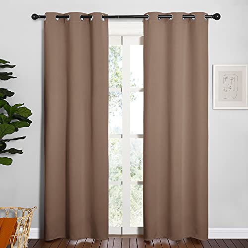 NICETOWN Blackout Curtains - 34" x 84" Grommet Drapes, Cappuccino (2 Panels)