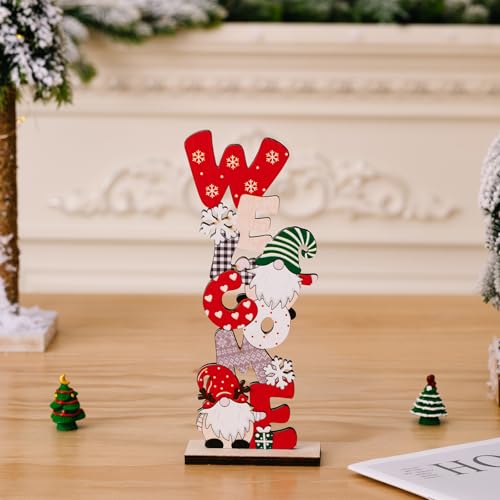 Wooden Christmas Gnome Centerpiece Signs - 2 Pack Table Decor