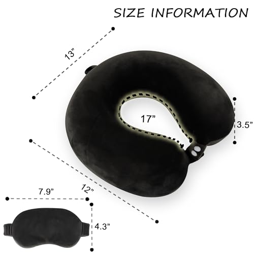 Sexysamba Memory Foam Travel Pillow Set with Eye Mask - Black