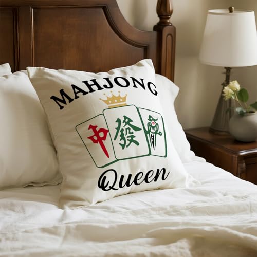 Mahjong Queen Throw Pillow Cover - 18x26 Velvet Cushion Case (Mahjong-01)