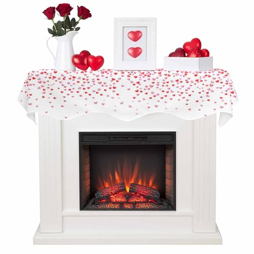 Pink Heart Shape Mantel Scarf - 70x17in Elegant Fireplace Decor